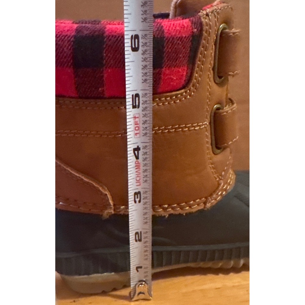 Gap Kids Duck Boots 3M Thinsulate 200 g Plaid Trim Hook Loop Toddler Sz 9 / 10 - Picture 10 of 13